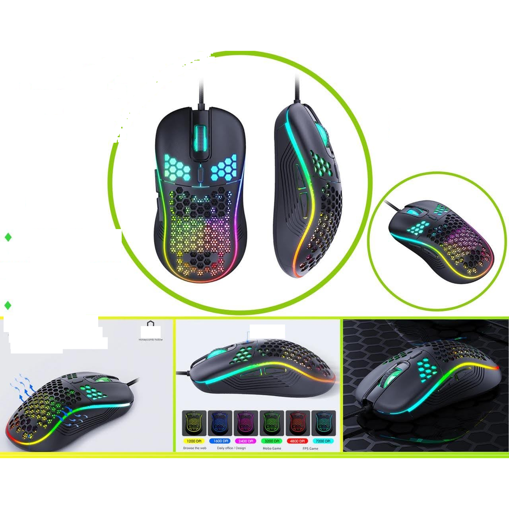 Mouse gaming RGB con cable USB 7200 DPI 6 botones