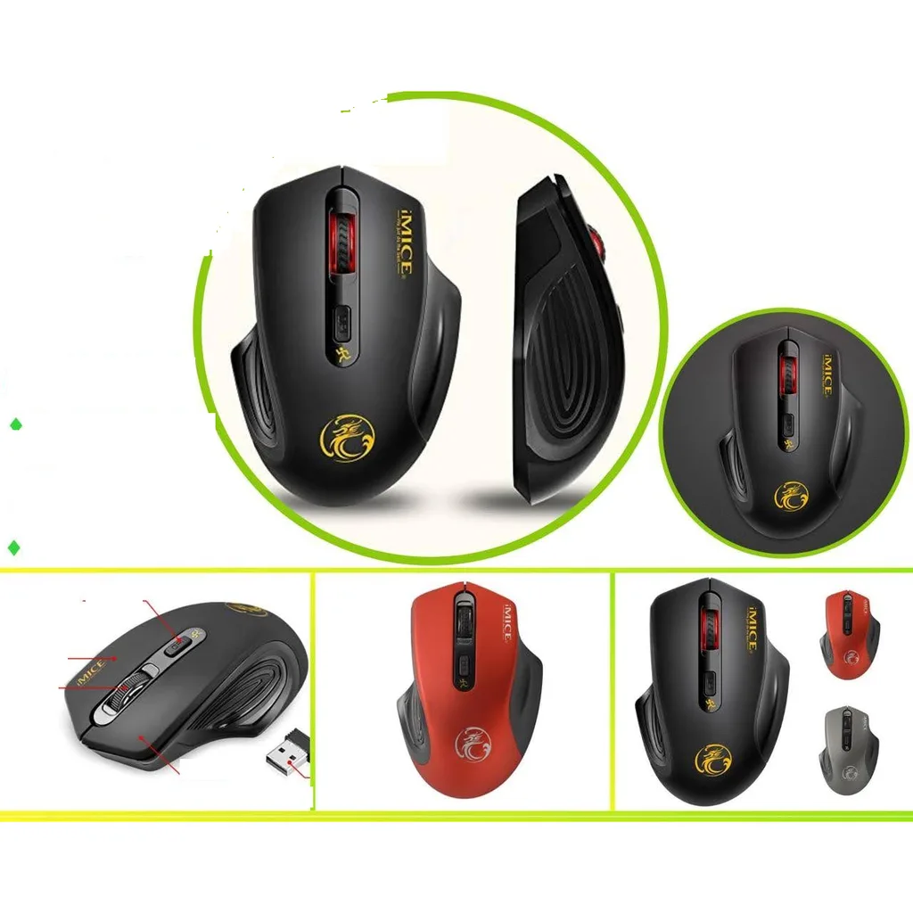 Mouse inalambrico 2.4GHz silencioso 1600 DPI 4 botones