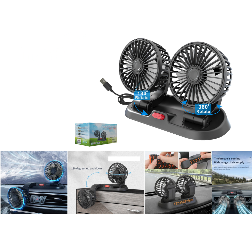 Ventilador doble para vehiculo 4 pulg x2 5V
