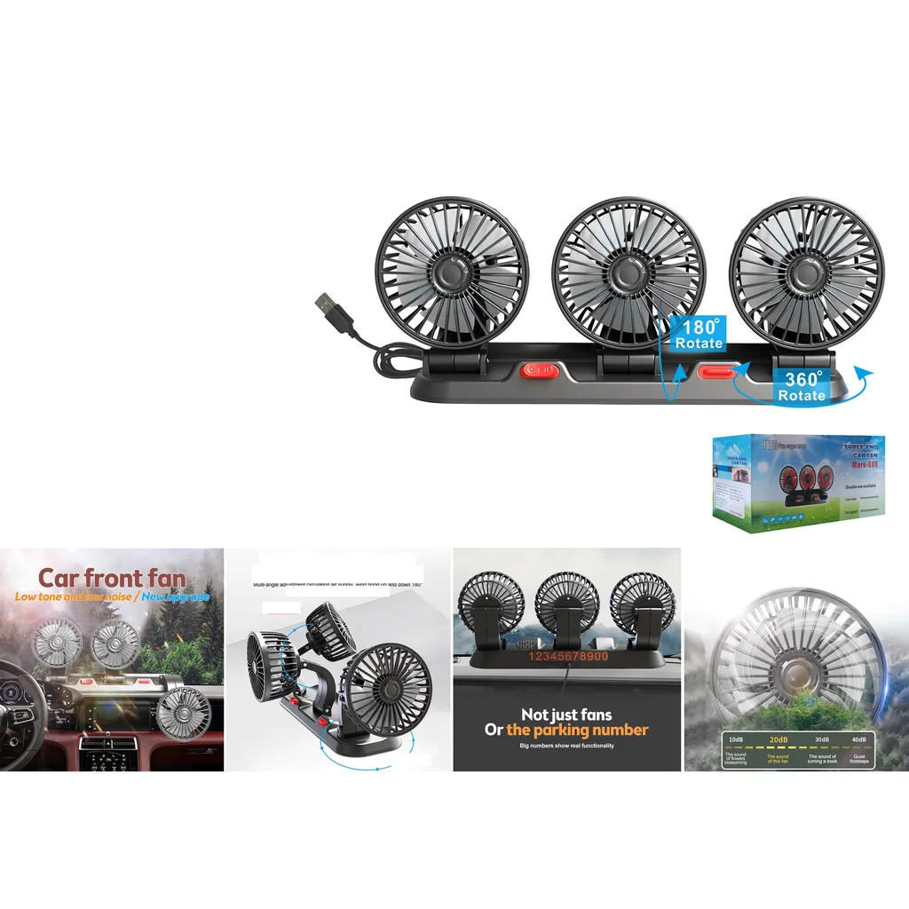 Ventilador triple para vehiculo 4 pulg x3 5V