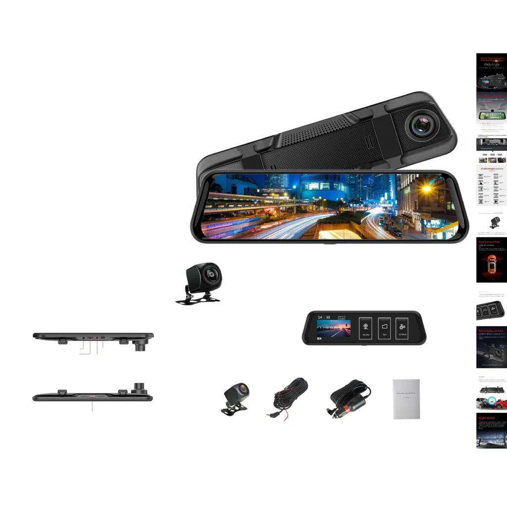 Espejo retrovisor con DVR tactil 9.66 pulg 1080P dual