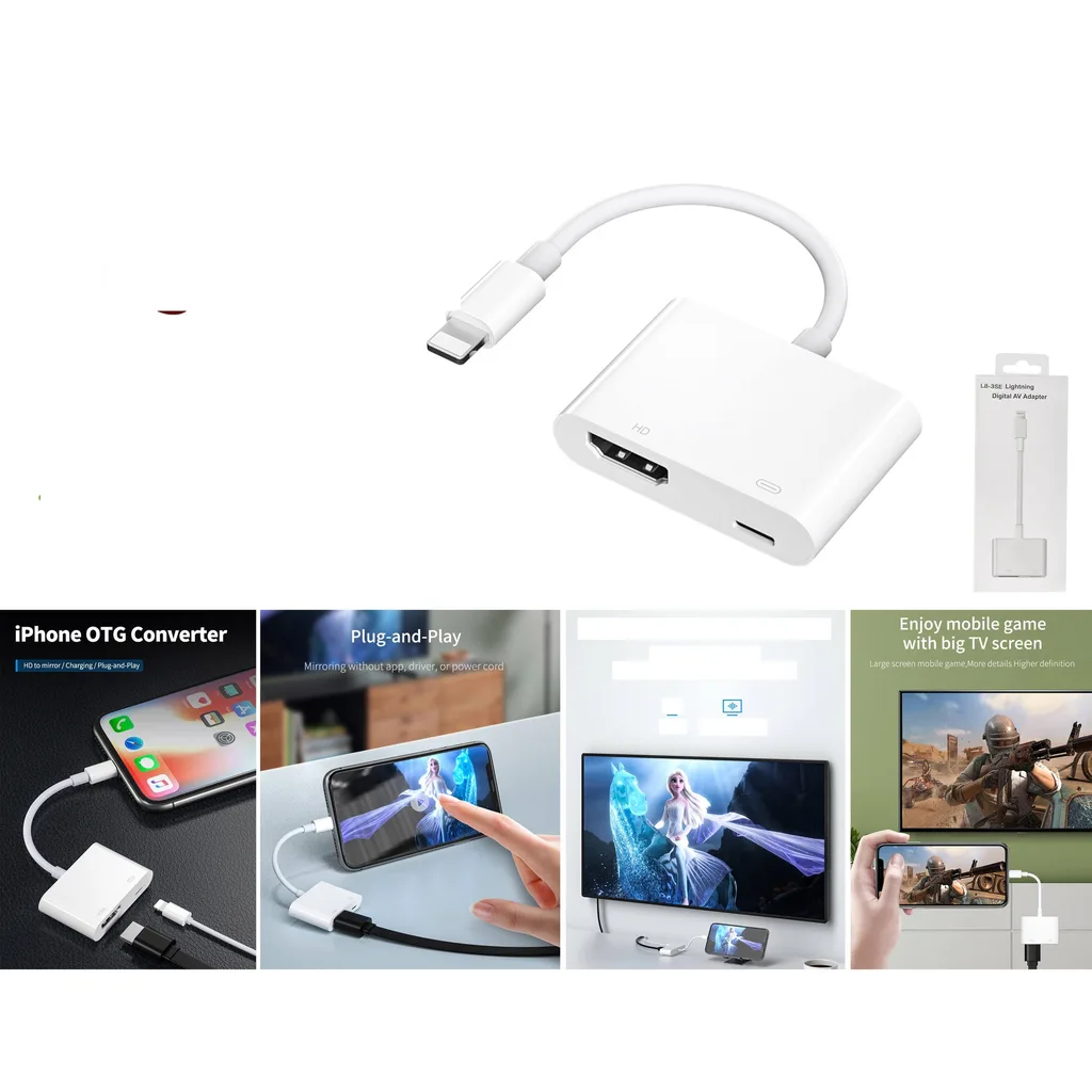 Adaptador Lightning a HDMI AV digital 1080P para iPhone