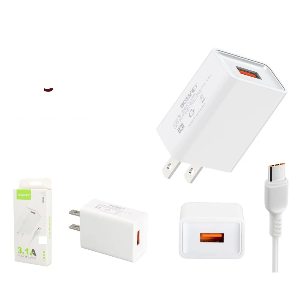 Cargador de pared USB 3.1A con cable Micro 1M