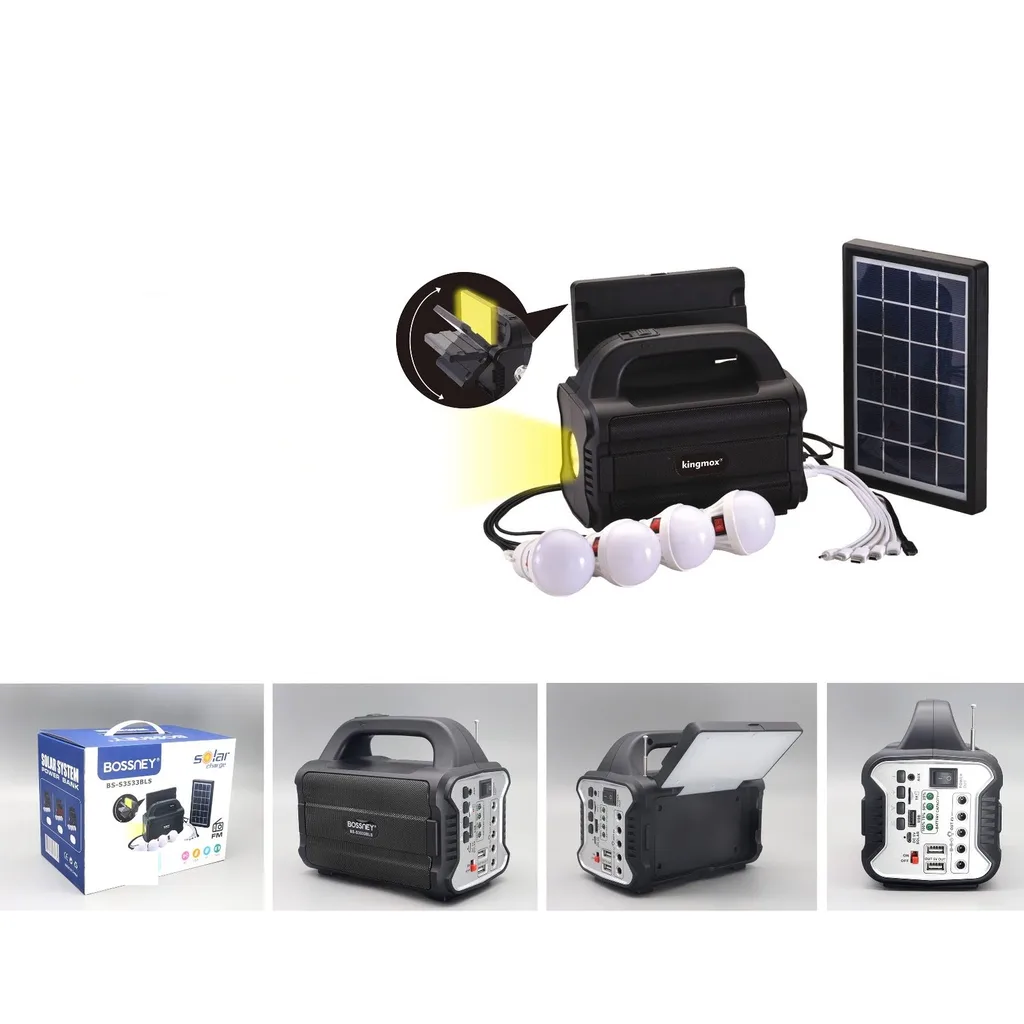 Sistema solar pequeno con bocina Bluetooth y lamparas LED