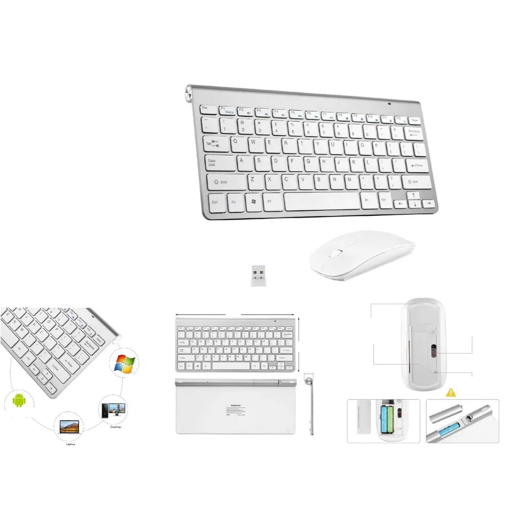 Combo teclado y mouse inalambrico 2.4G plata