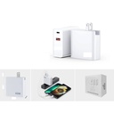 Cargador rapido 65W con puertos USB-A y Tipo-C