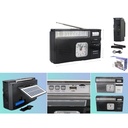 Radio multibanda recargable con reloj y panel solar