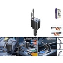 Cargador para auto 4 en 1 con cables retractiles Lightning y Type-C