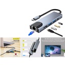 Hub Tipo-C 5 en 1 con HDMI USB y RJ45