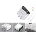 Cargador de pared 75W USB-C PD y USB-A QC3.0 con cable Tipo C