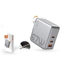 Cargador GaN 67W 2 Tipo-C + USB plegable